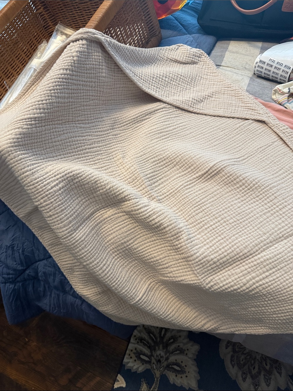 Waffle-Weave Throw Blanket in Cream - Unbranded 122